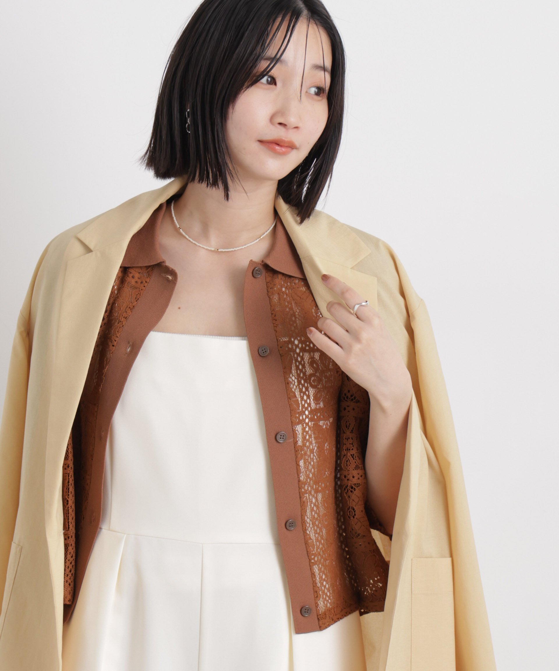 【SALE／10%OFF】NANO universe 幾何柄レース半袖シャツ(セットアップ可) ナノユニバース トップス シャツ・ブラウス ブラック ホワイト ブラウン【送料無料】 stylife-15639828 Rakuten Fashion サンプル画像3