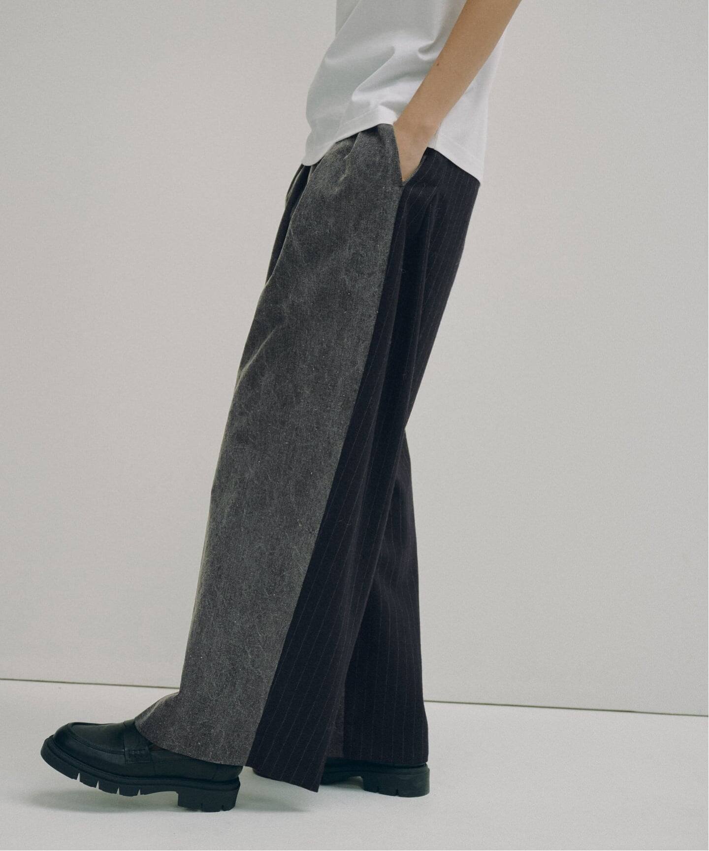 《一部店舗+WEB限定》Glyph Combination Pants スピックアンドスパン パンツ スラックス・ドレスパンツ ブラック