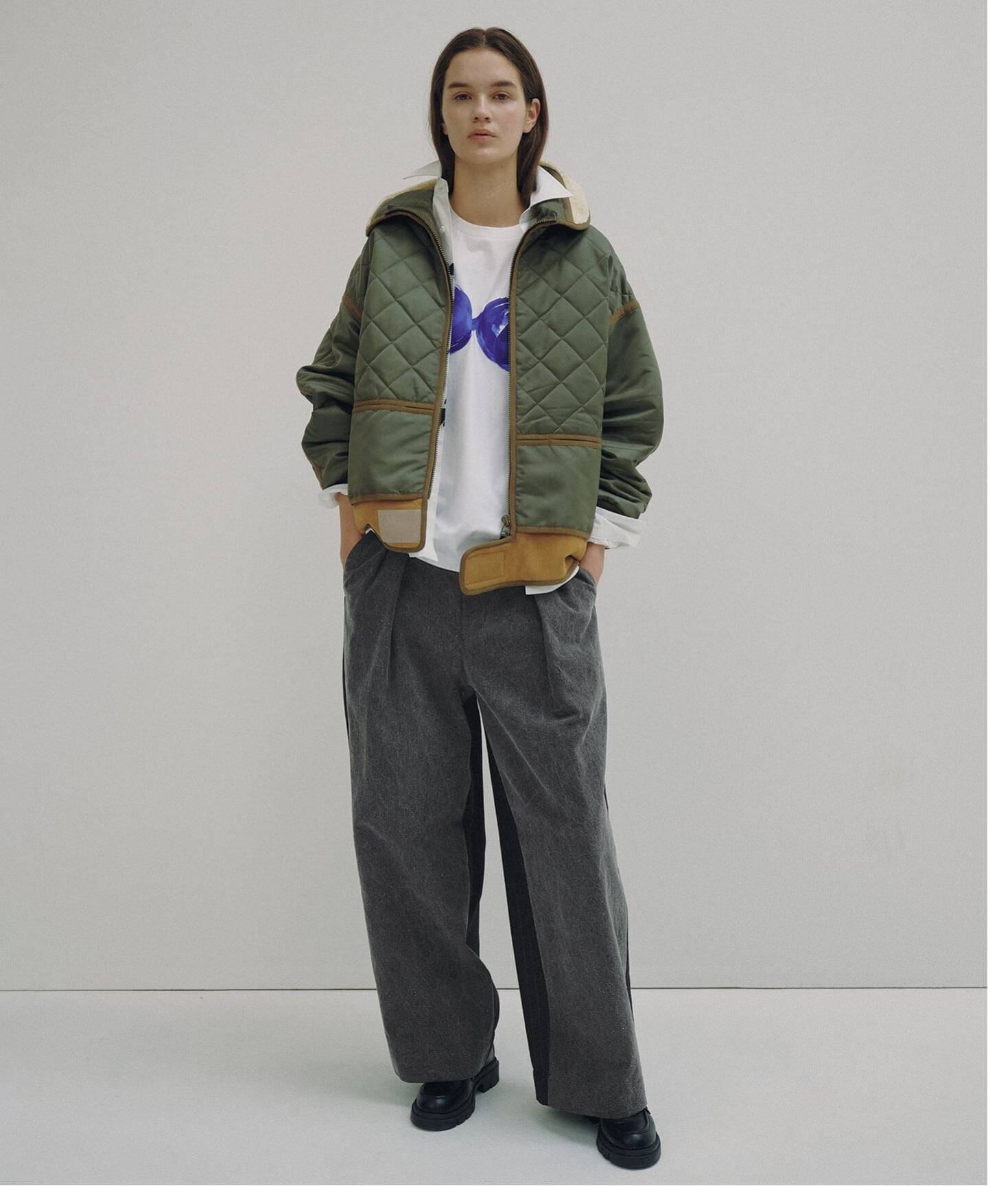 《一部店舗+WEB限定》Glyph Combination Pants スピックアンドスパン パンツ スラックス・ドレスパンツ ブラック