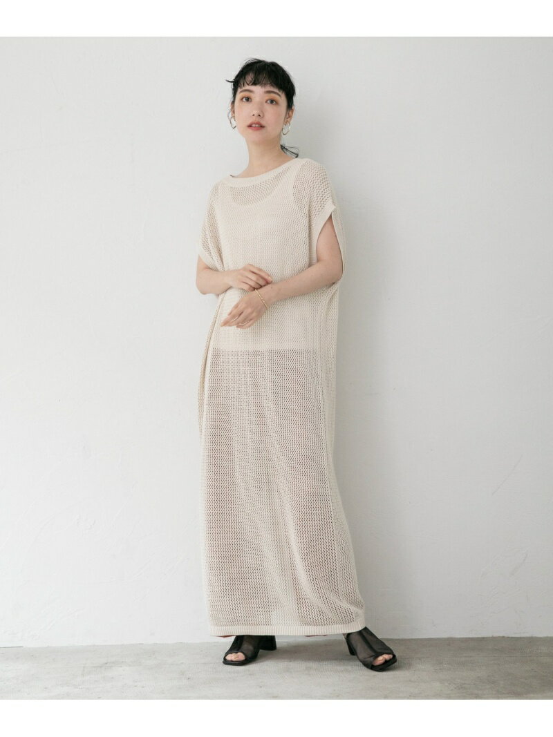 【SALE／42%OFF】LOWRYS FARM メッシュニットワンピースSS ローリーズファーム ワンピース・ドレス ワンピース ベージュ グリーン ブラックのサムネイル