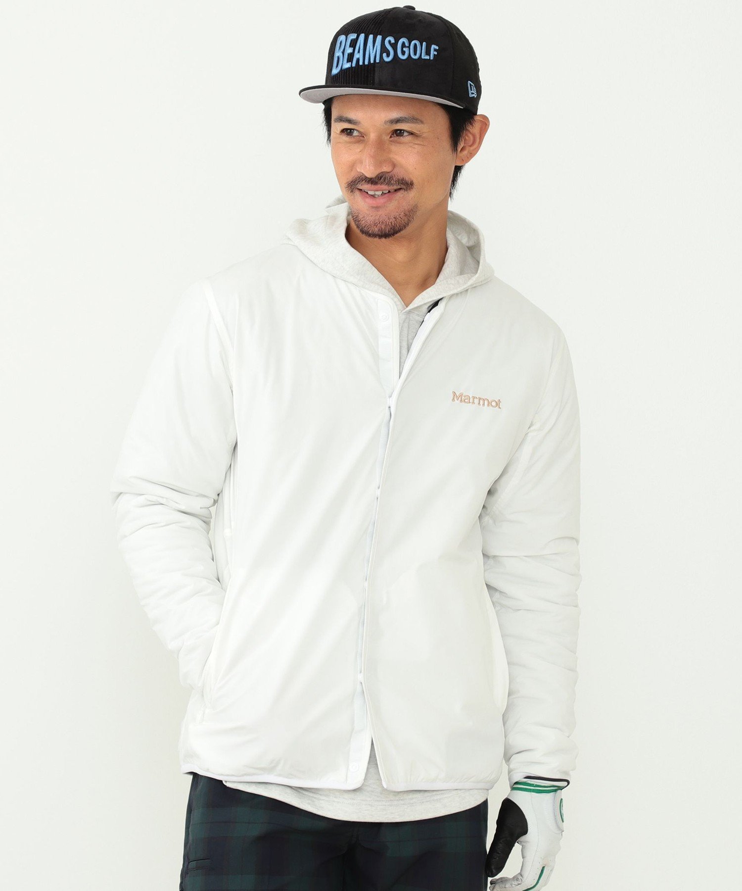 BEAMS GOLF ORANGE LABEL Marmot * BEAMS GOLF / 別注 ストレッチ 中綿 カーディガン ビームス ゴルフ ジャケット・アウター ブルゾン・ジャンパー ホワイト ネイビー【送料無料】