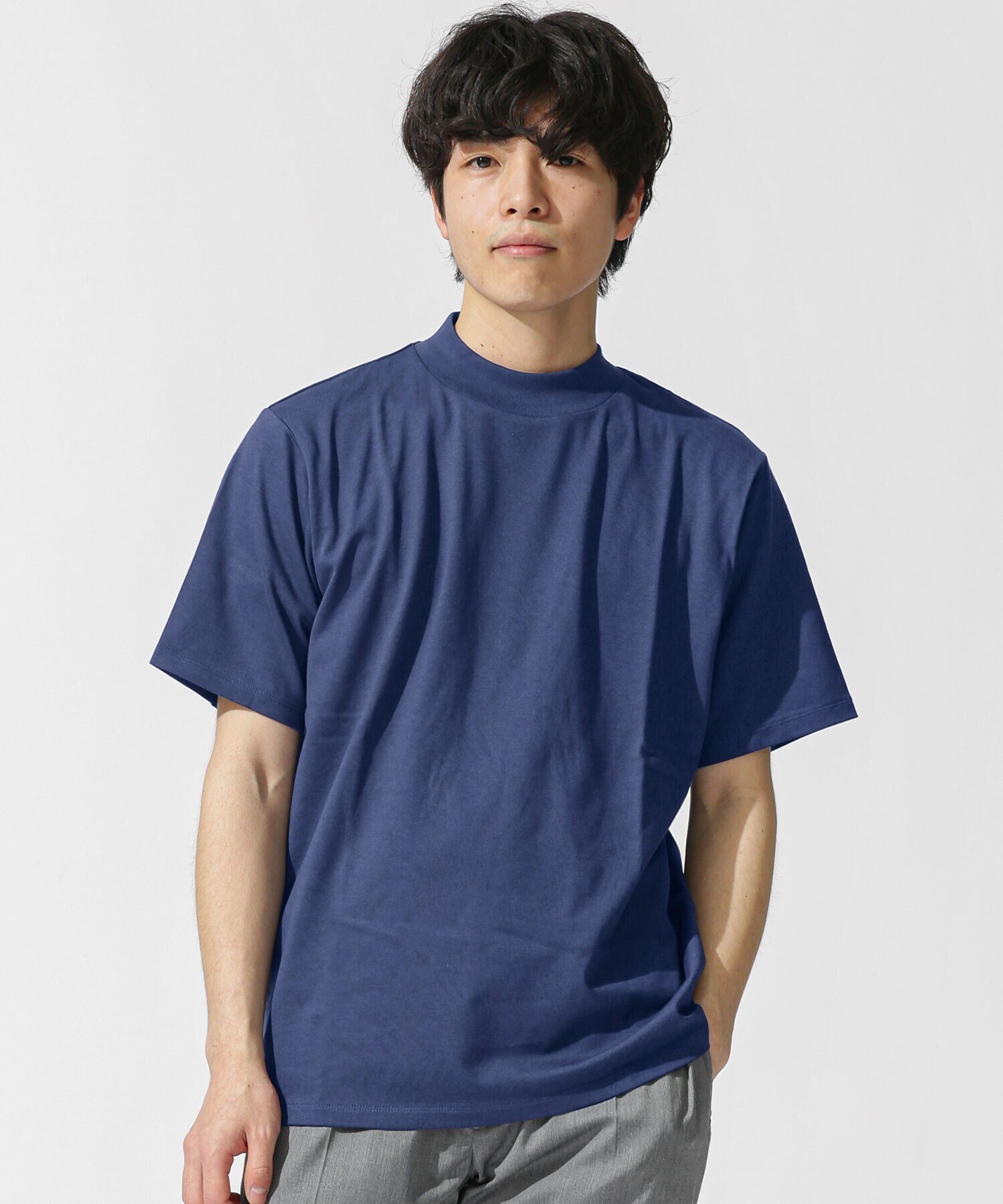 【SALE／10 OFF】NANO universe LB.03/Anti Soaked 汗染み防止 モックネックTシャツ ナノユニバース トップス カットソー Tシャツ ネイビー【送料無料】