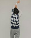 ySALE^50%OFFzM TO R [TOPS]MILITARY MOOD ARGYLE KNIT VEST A_Gy gbvX xXgEW lCr[ IWyz