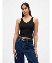 GAP (W)リブニット タンクトップ ギャップ トップス ノースリーブ・タンクトップ ホワイト ブラック【送料無料】