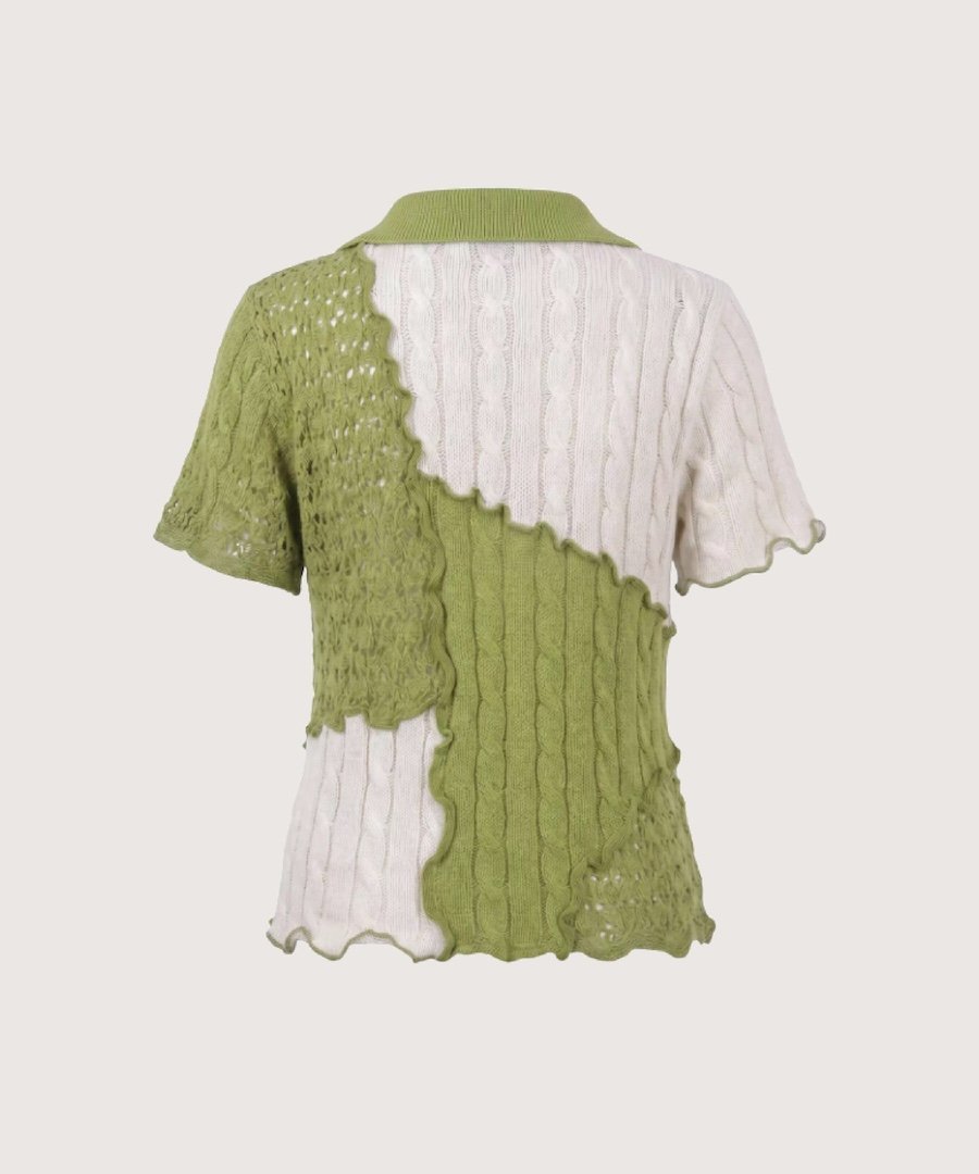 LA POMME petit Fresh Green Emboss Polo Knit/フレッシュグリーンエンボスポロニット ラポミ・プチ トップス カットソー・Tシャツ グリーン