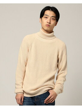 【SALE/55%OFF】BEAMS MEN BEAMS / 畔編み タートルネック ニット ビームス アウトレット ニット 長袖ニット ブラック オレンジ【送料無料】