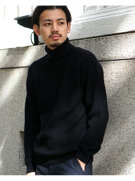 【SALE/55%OFF】BEAMS MEN BEAMS / 畔編み タートルネック ニット ビームス アウトレット ニット 長袖ニット ブラック オレンジ【送料無料】