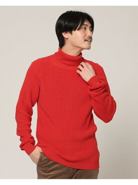 【SALE/55%OFF】BEAMS MEN BEAMS / 畔編み タートルネック ニット ビームス アウトレット ニット 長袖ニット ブラック オレンジ【送料無料】