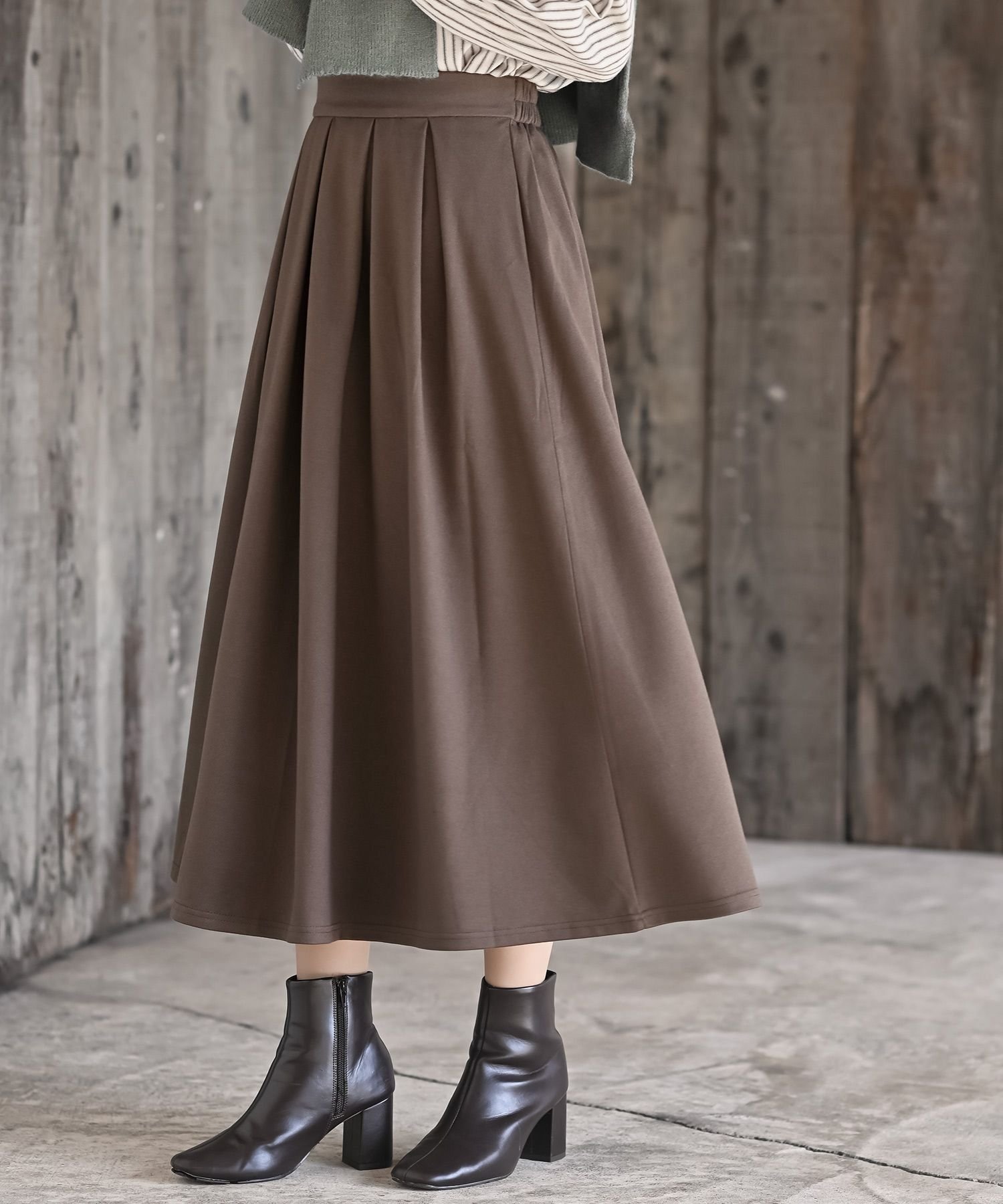 rps ボックスプリーツロングスカート アールピーエス スカート その他のスカート ブラウン ブラック
