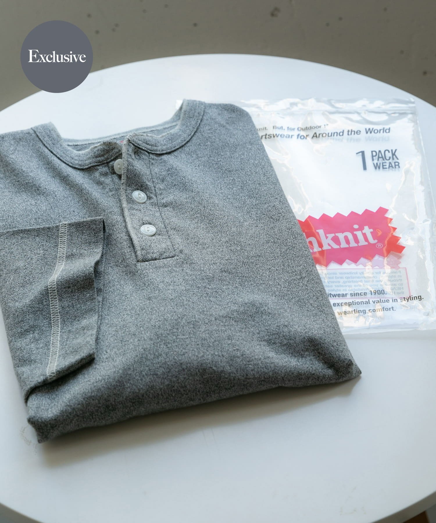 SENSE OF PLACE 『別注』Healthknit×SENSE OF PLACE ヘンリーネックTシャツ センス オブ プレイス トップス カットソー・Tシャツ グレー ブラック