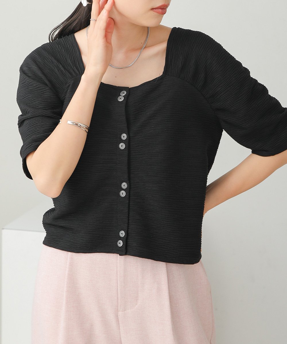 【SALE／50%OFF】Bab 前後2WAYショート丈トップス バブ / ブージュルード トップス カットソー・Tシャツ グリーン ブラック ホワイト