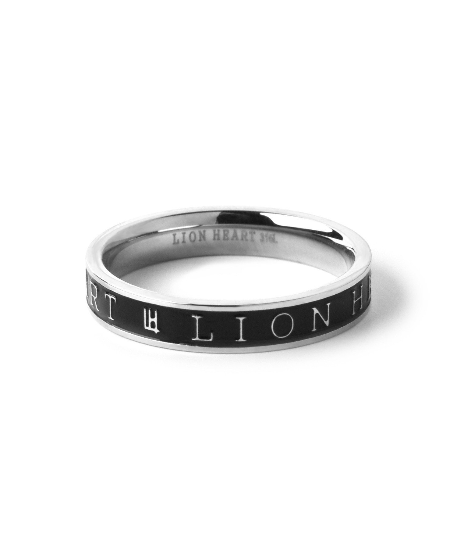 LION HEART LH-1LION HEARTロゴリング/サージカルステンレス(金属アレルギー対応) ライオンハート アクセサリー・腕時計 リング・指輪 ブラック
