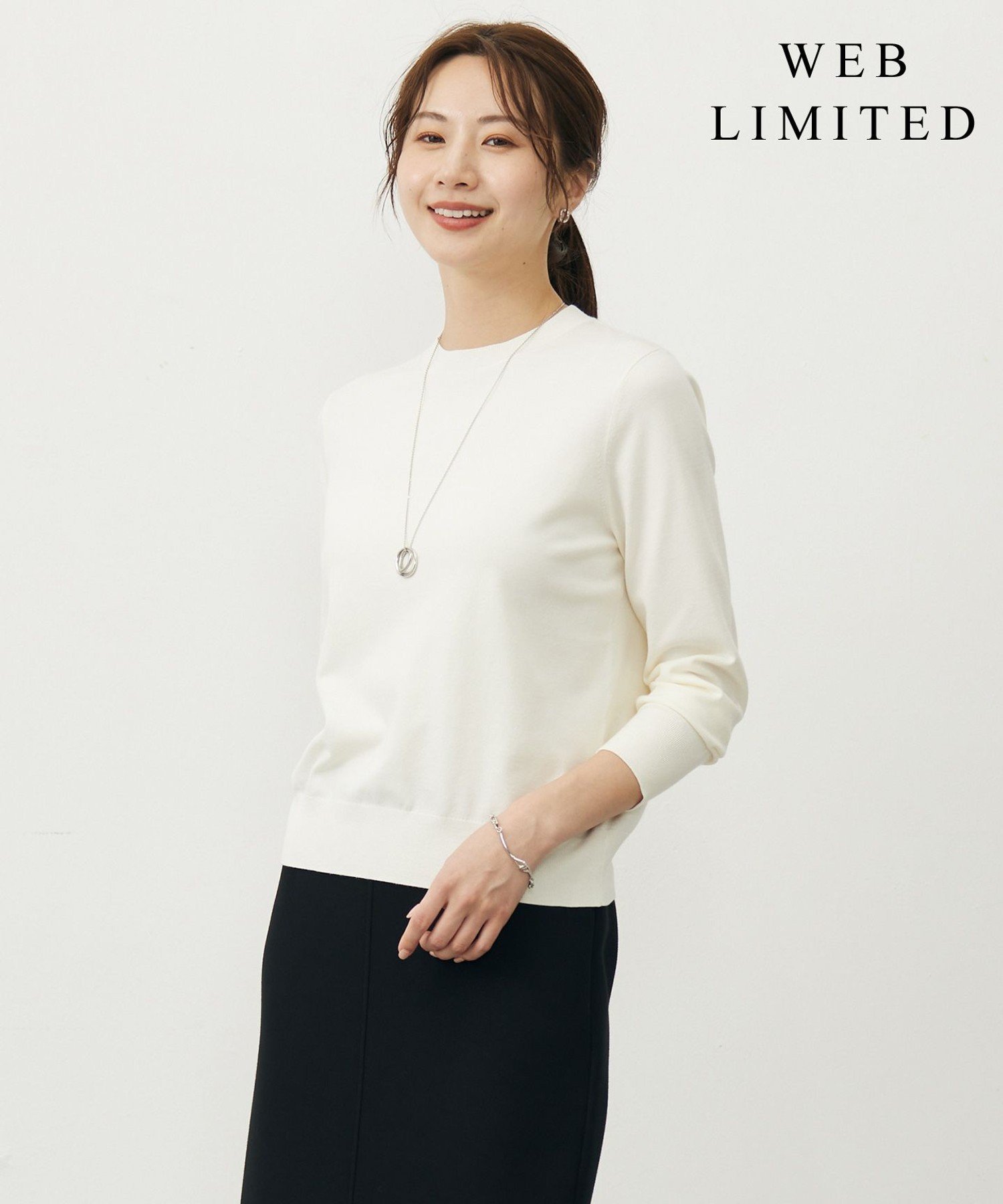 J.PRESS LADIES L 【WEB限定】PRINCE クルーネック ニット ジェイプレス トップス ニット ベージュ ブラック ホワイト ブルー イエロー