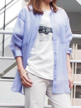 【SALE/40%OFF】INTERPLANET WINGS INTERPLANET/(W)シアーオーガンジーシャツチュニック インタープラネット シャツ/ブラウス 長袖シャツ ブラウン ベージュ パープル ブラック【送料無料】