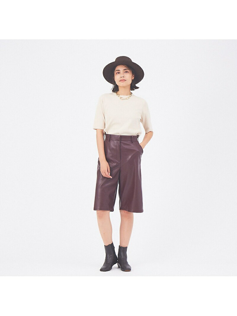 qualite エコレザーハーフパンツ カリテ パンツ その他のパンツ ブラック ブラウン