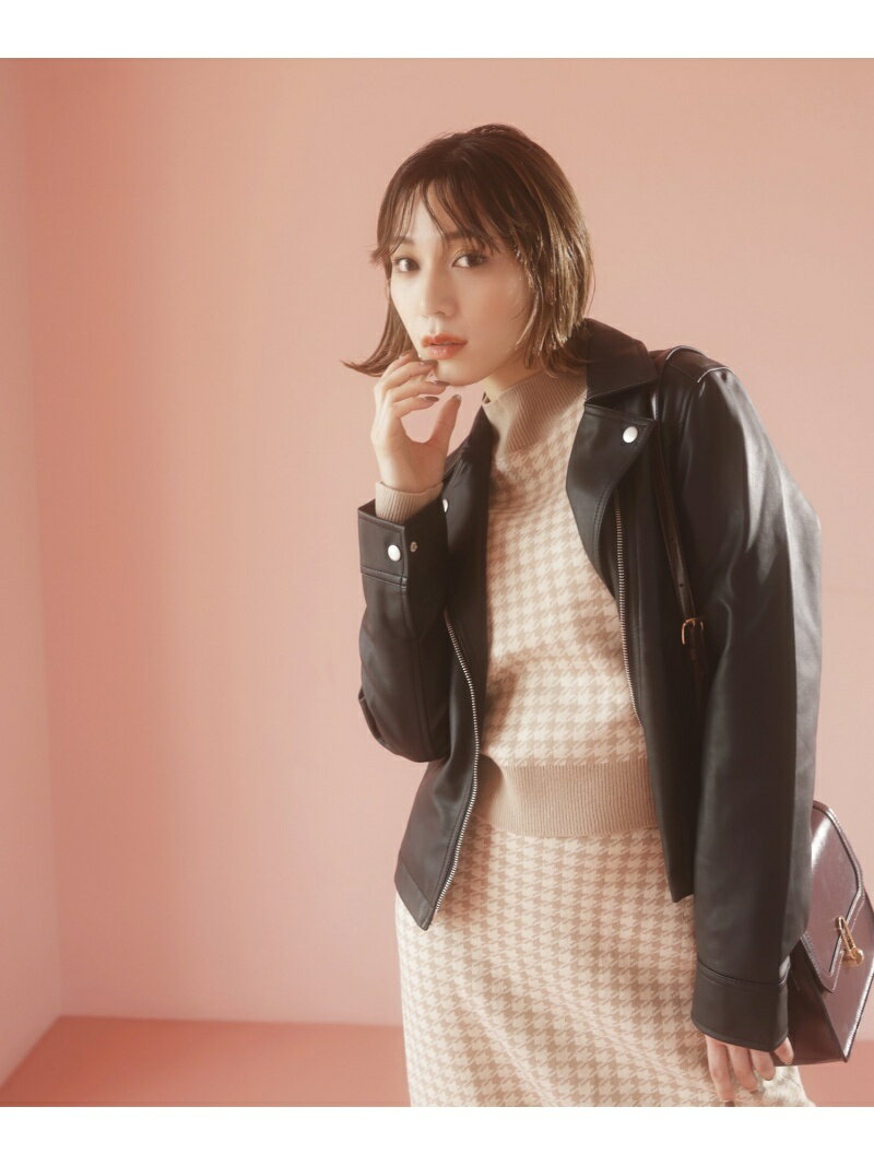 vis-a-vis 【WEB限定】柔らかく動きやすい合皮ライダースジャケット ビス ジャケット・アウター ライダースジャケット ブラック【送料無料】のサムネイル