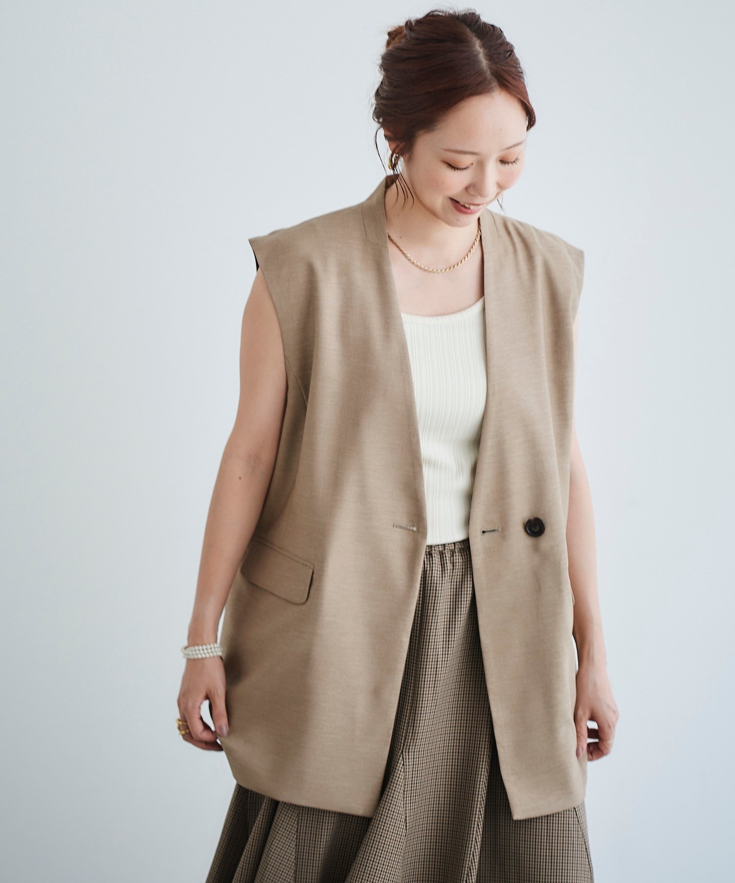 【SALE/50%OFF】le.coeur blanc ベルトツキノーカラージレ ルクールブラン ジャケット・アウター その他のジャケット・アウター ベージュ ブラック【送料無料】