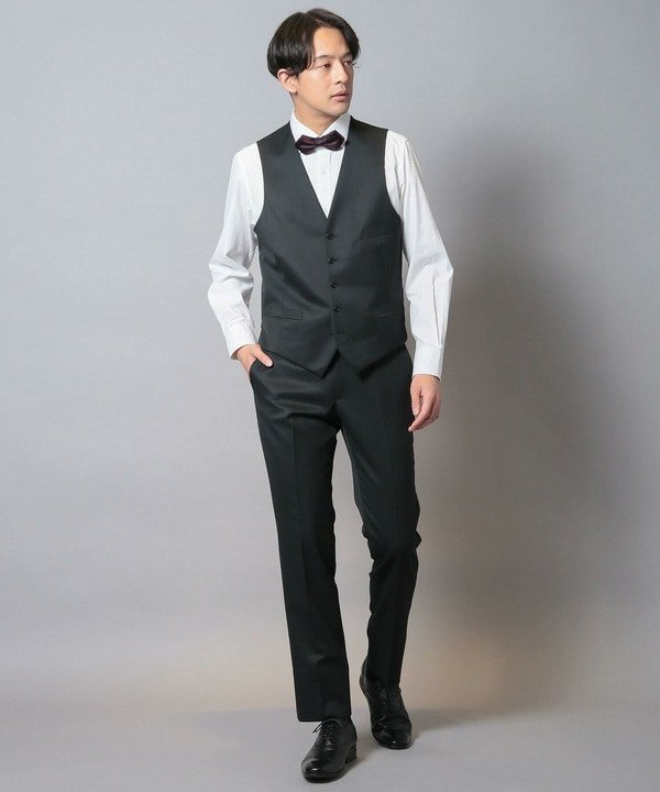 【SALE／30%OFF】CROWDED CLOSET ウールポリエステルギャバジンスーツベスト(同素材セットアップあり) メンズ ビギ スーツ・フォーマル スーツスカート ブラック【送料無料】