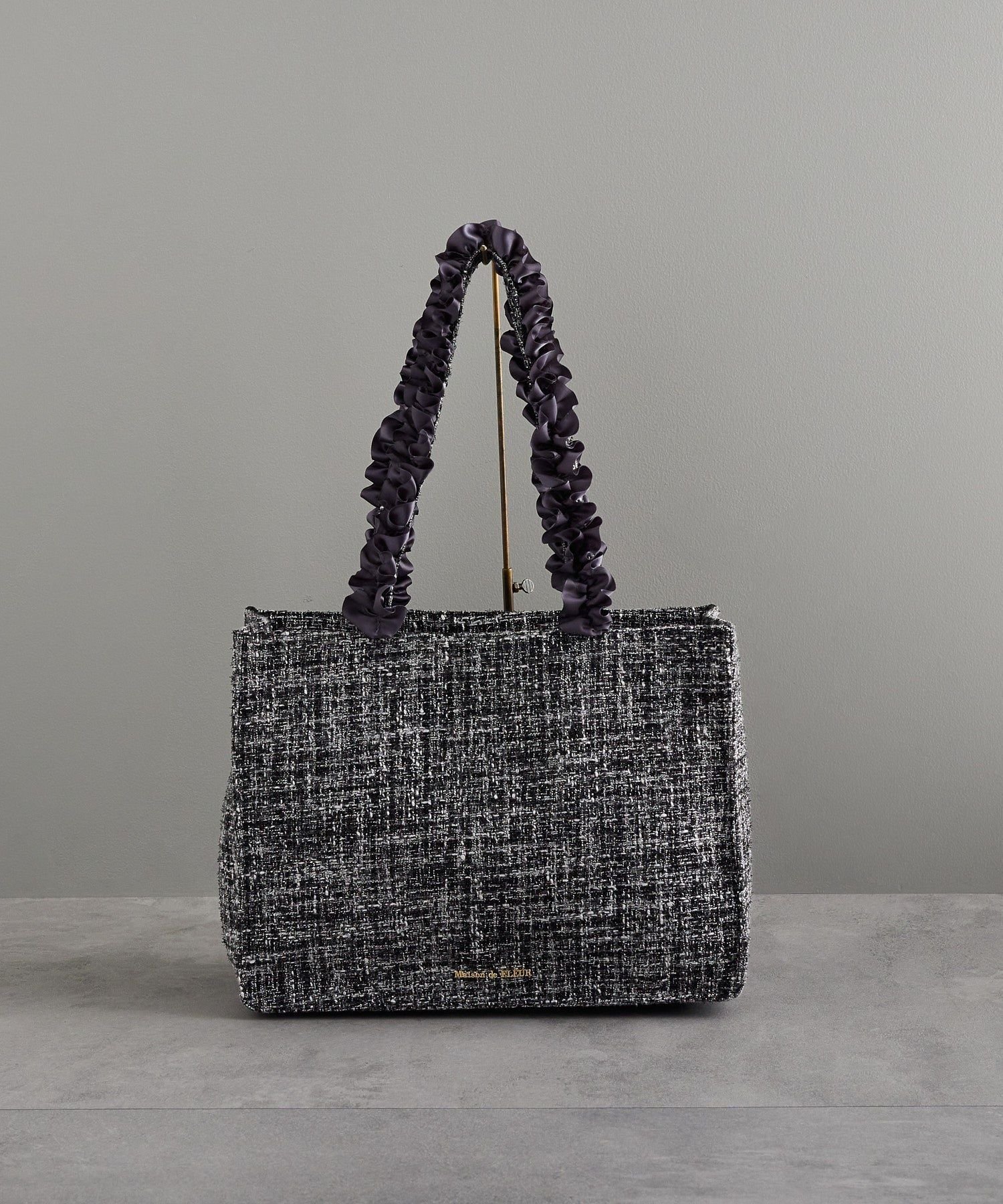Maison de FLEUR EC限定ツイードフリルスクエアトートMバッグ メゾン ド フルール バッグ トートバッグ ブラック【送料無料】