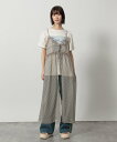 【SALE/58%OFF】LAKOLE シアーチェックフリルワンピース ラコレ ワンピース・ドレス ワンピース グレー ブルー ベージュ
