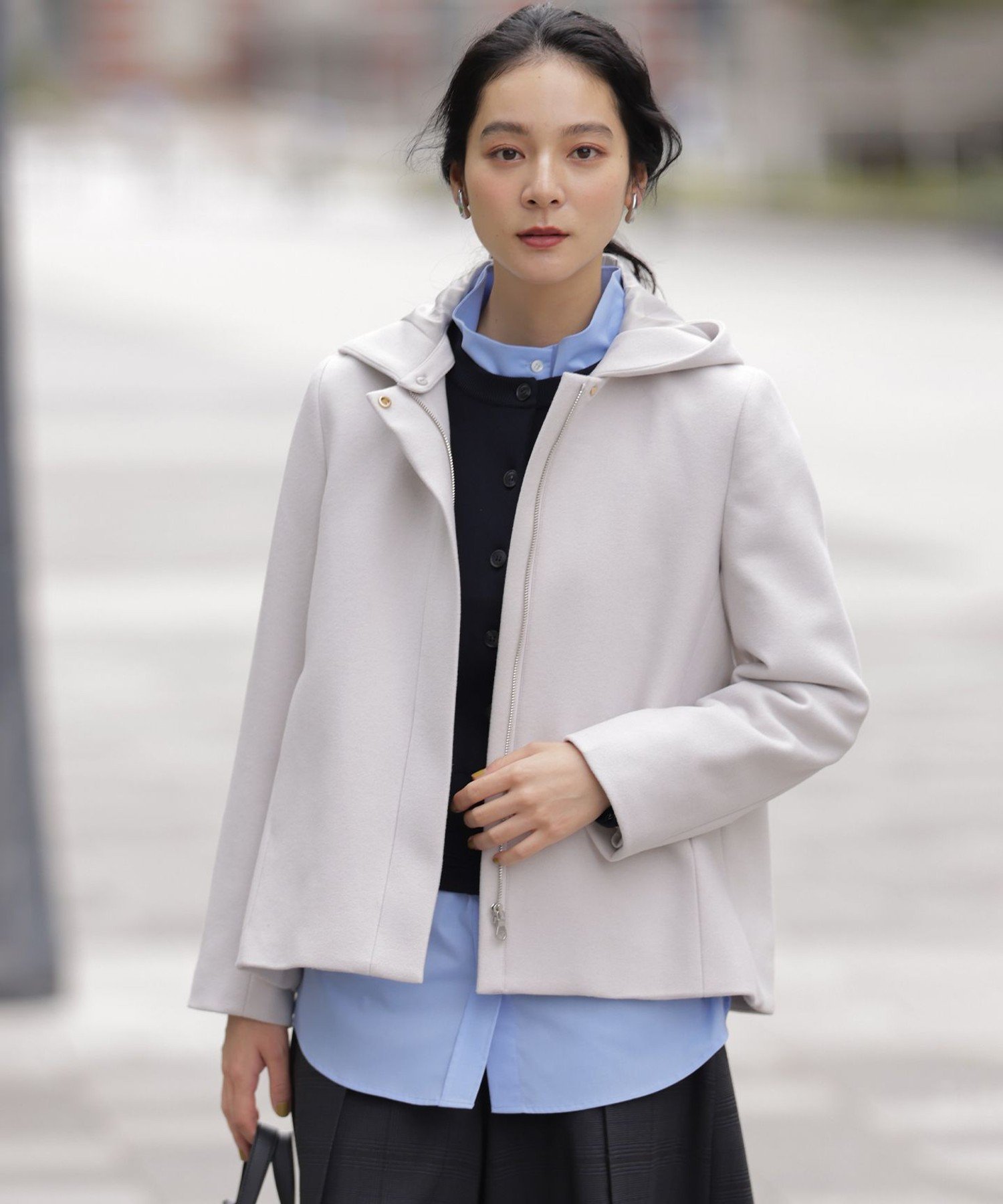 組曲 ウールモッサ ショートコート クミキョク ジャケット・アウター その他のジャケット・アウター ブラック ブラウン【送料無料】のサムネイル