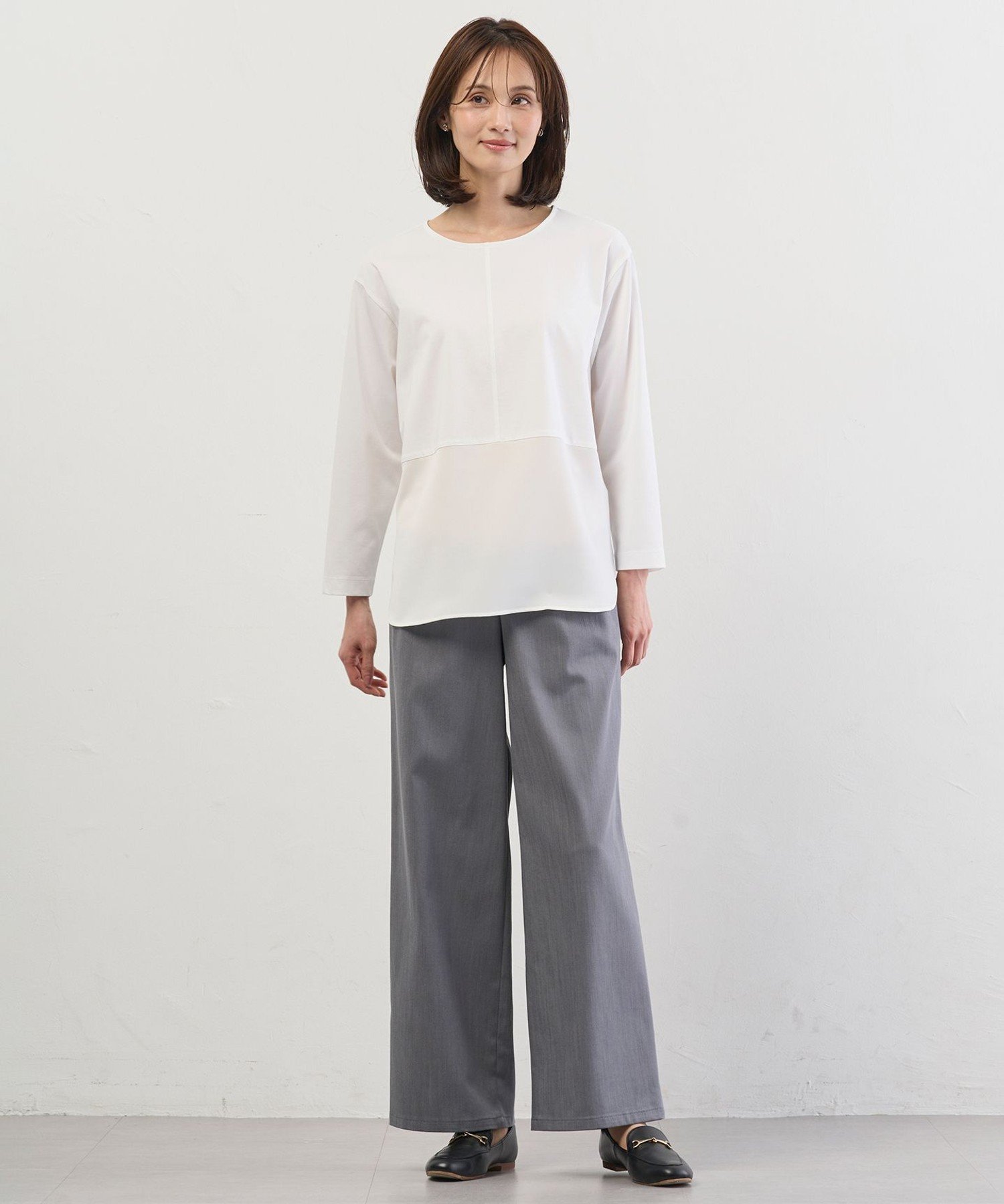 J.PRESS LADIES L ベーシックジャージー レイヤードフレア カットソー ジェイプレス トップス カットソー・Tシャツ ホワイト