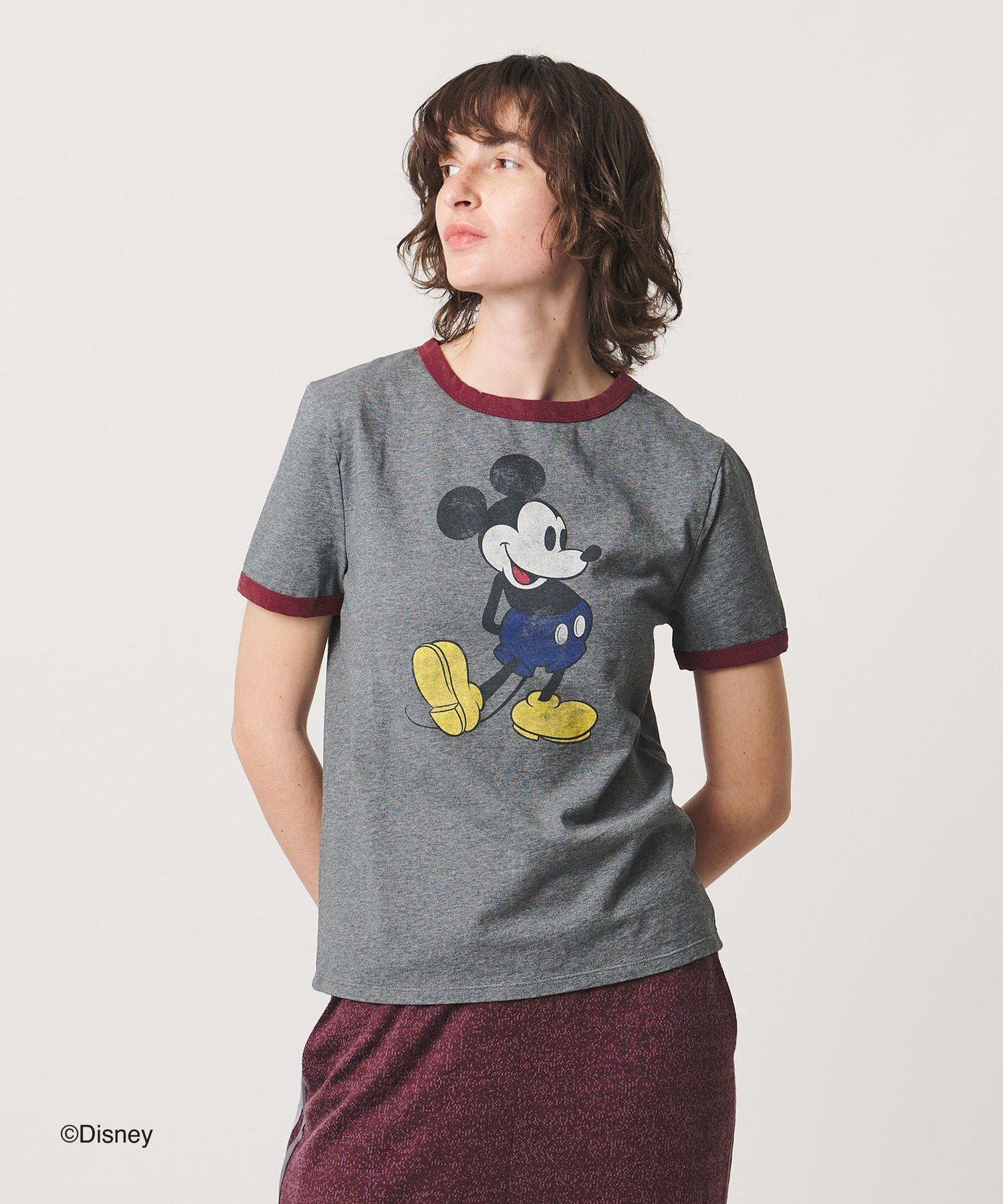 6(ROKU) 【別注】＜JACKSON MATISSE for 6＞「Mickey」 Tシャツ ビューティー＆ユース ユナイテッドアローズ トップス カットソー・Tシャツ グレー ベージュ
