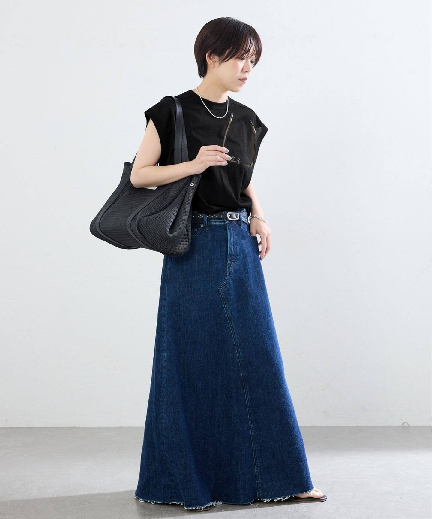 IENA シアー2wayノースリーブ イエナ トップス カットソー・Tシャツ ブラック ブラウン