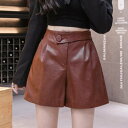 【SALE/34%OFF】miniministore フェイクレザーショートパンツ 細見え ミニミニストア パンツ ジーンズ・デニムパンツ レッド ブラック【送料無料】