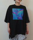 AULA AILA 2WAY LEAF PHOTO PRINT T-SHIRT アウラアイラ トップス カットソー Tシャツ ブラック グレー ホワイト【送料無料】