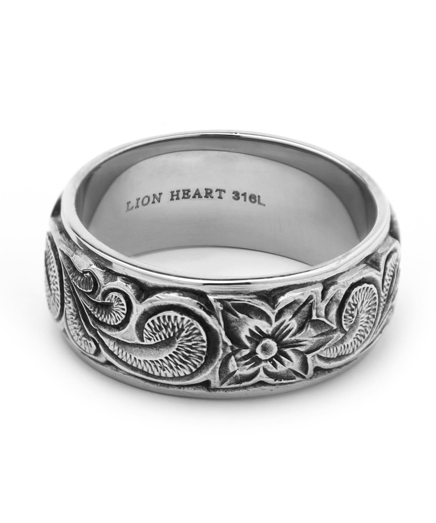 LION HEART LH-1 ワイドハワイアンリング/サージカルステンレス316L(金属アレルギー対応) ライオンハート アクセサリー・腕時計 リング・指輪 ブラック シルバー