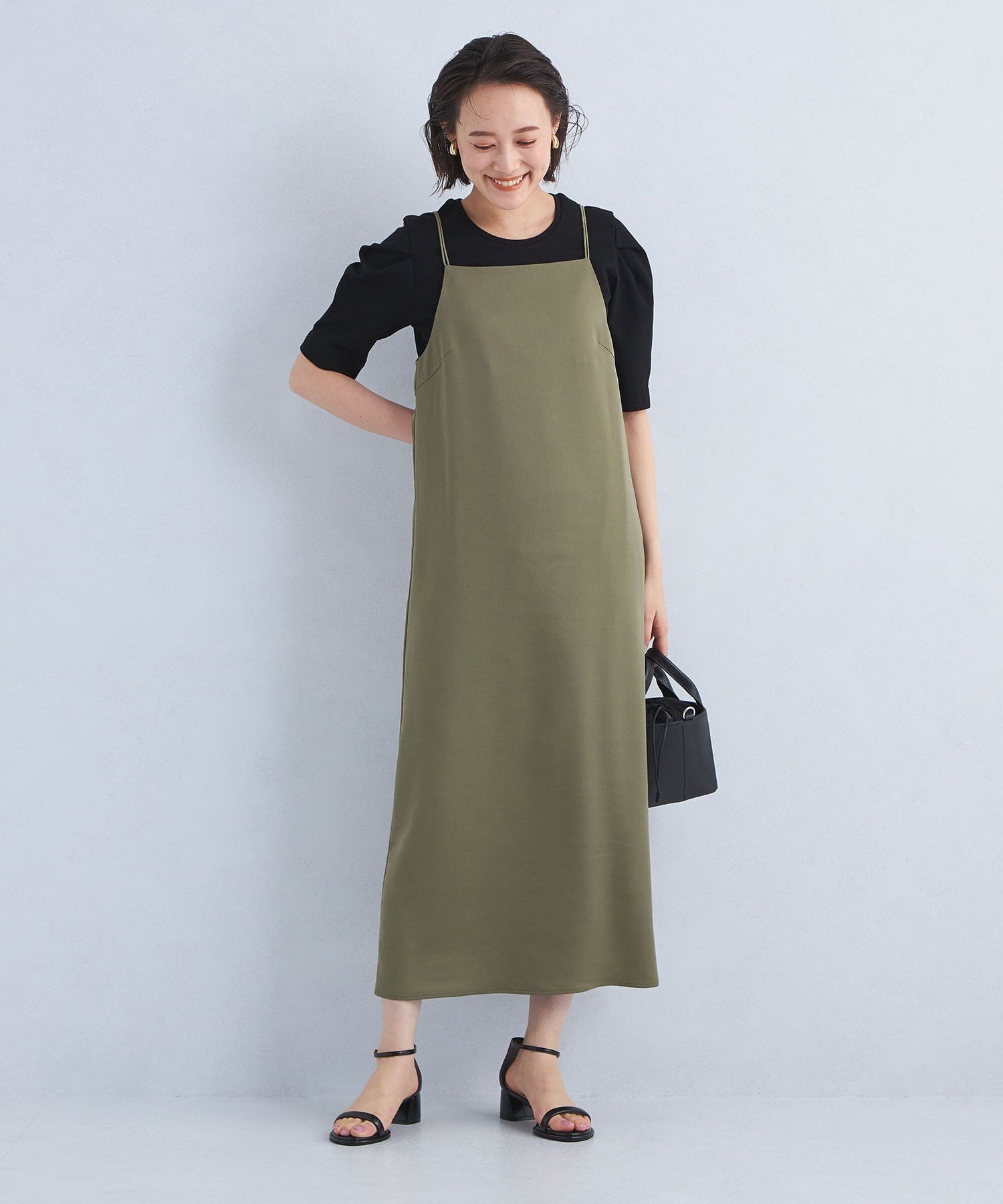 【SALE／70%OFF】UNITED ARROWS green label relaxing サテン キャミソール ワンピース ユナイテッドアローズ アウトレット ワンピース・ドレス ワンピース ホワイト ブラック カーキグリーンのサムネイル