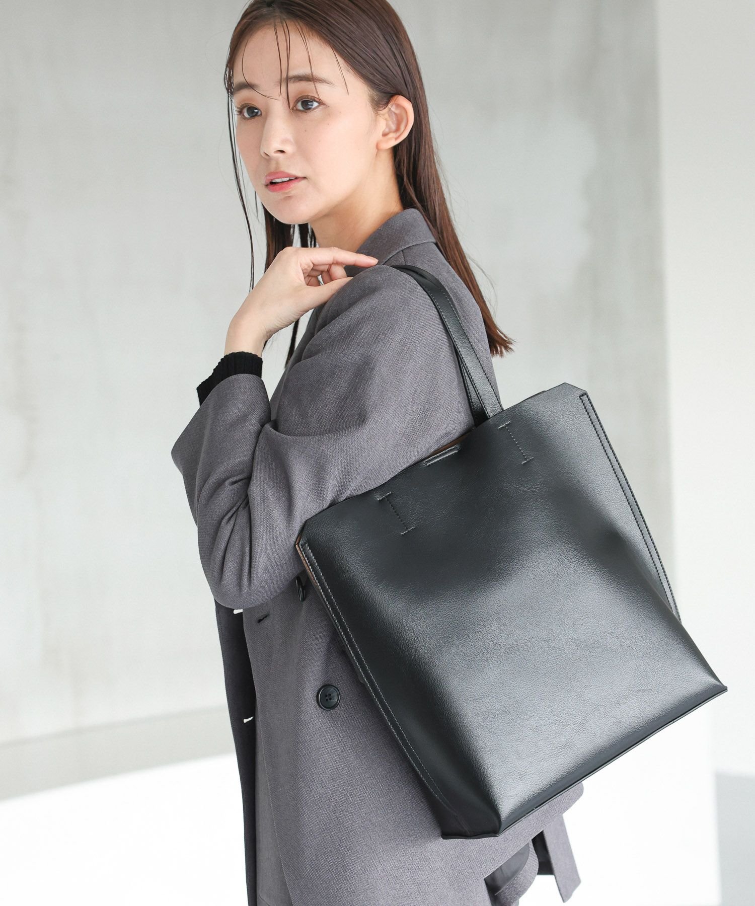 GLOBAL WORK スペ軽撥水縦A4トート/248213 グローバルワーク バッグ トートバッグ ホワイト ブラック シルバー【送料無料】のサムネイル