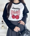 SOLLON. チェリーリボンラグランTシャツ アウトフィッターラボ トップス カットソー・Tシャツ グリーン ネイビー ブラック【送料無料】