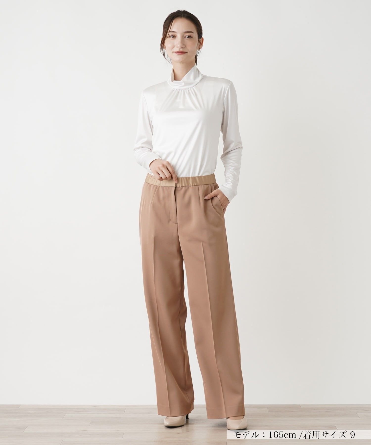 Leilian センタープレスパンツ レリアン パンツ その他のパンツ ブラウン ブラック