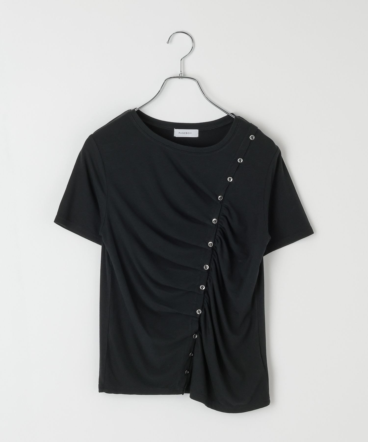 PAGEBOY ボタンスリットトップス ページボーイ トップス カットソー・Tシャツ ブルー ブラック