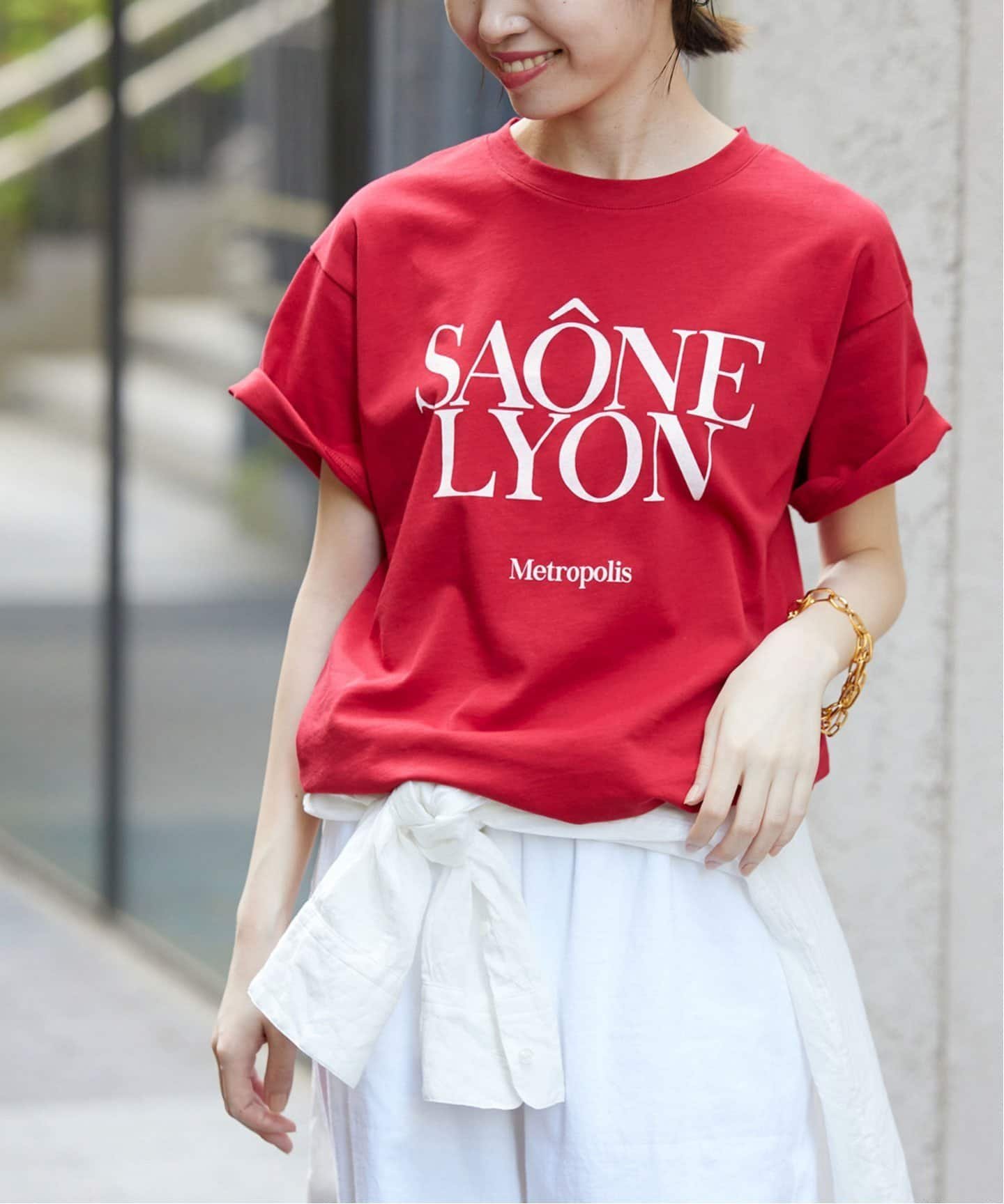 SLOBE IENA SAONE LYON TEE スローブ イエナ トップス カットソー・Tシャツ レッド ホワイト ベージュ