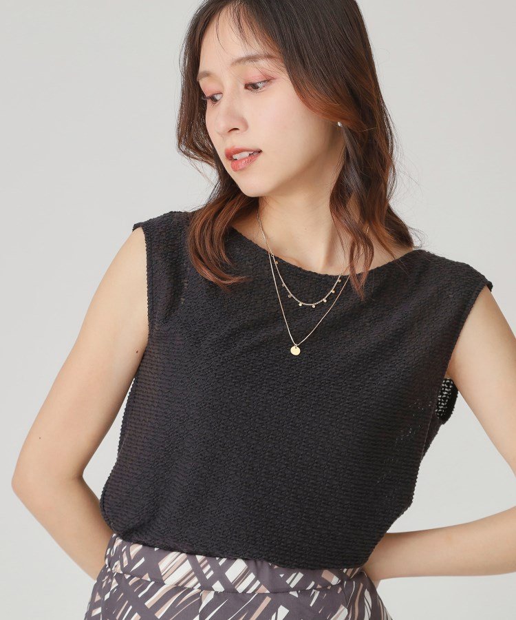【手洗い可/日本製】ノースリーブトップス クード シャンス トップス カットソー・Tシャツ ブラック ホワイト