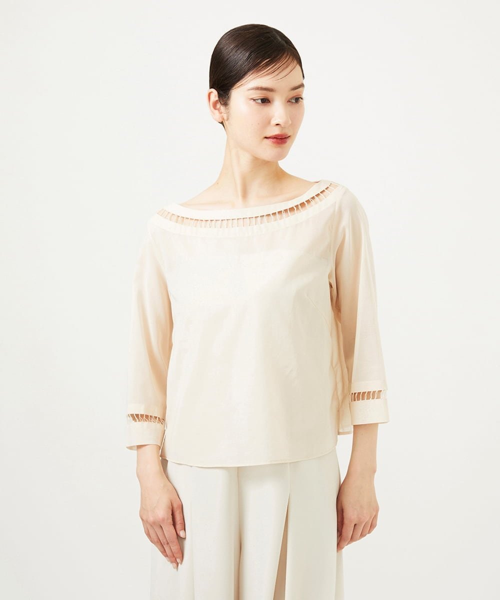 Sybilla ハシゴ刺繍シアーブラウス シビラ トップス シャツ・ブラウス ベージュ ブラック