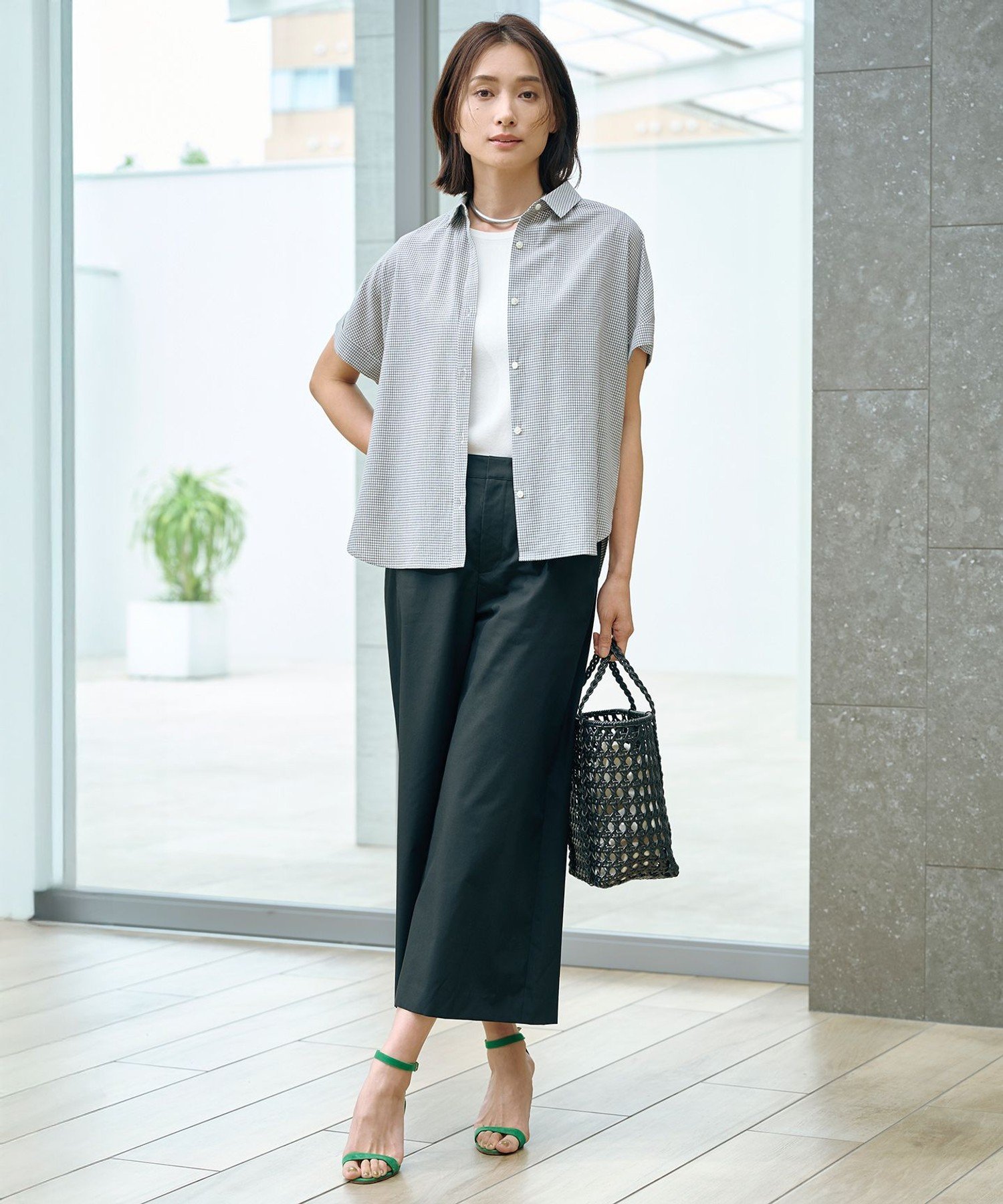 J.PRESS 【洗える】SHEER ギンガム シャツ ブラウス ジェイプレス トップス シャツ・ブラウス ホワイト