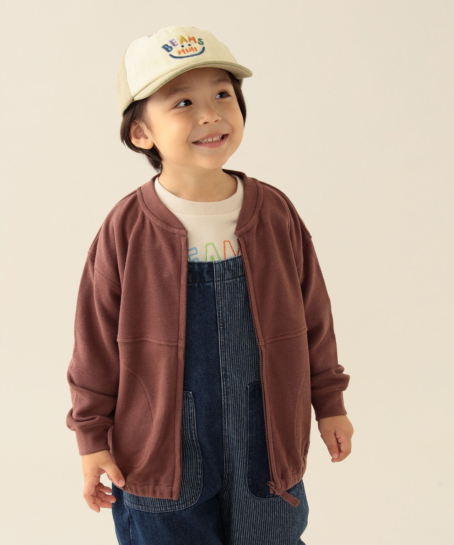 【SALE／20%OFF】BEAMS mini ジップアップ スウェット 2025FW(90~140cm) ビームス ミニ トップス スウェット・トレーナー ブラウン