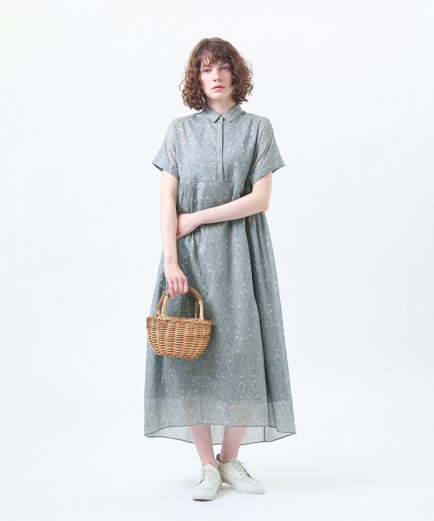 Snowblue Garden サイドギャザーワンピース マッキントッシュ フィロソフィー ワンピース・ドレス ワンピース ベージュ ブルー
