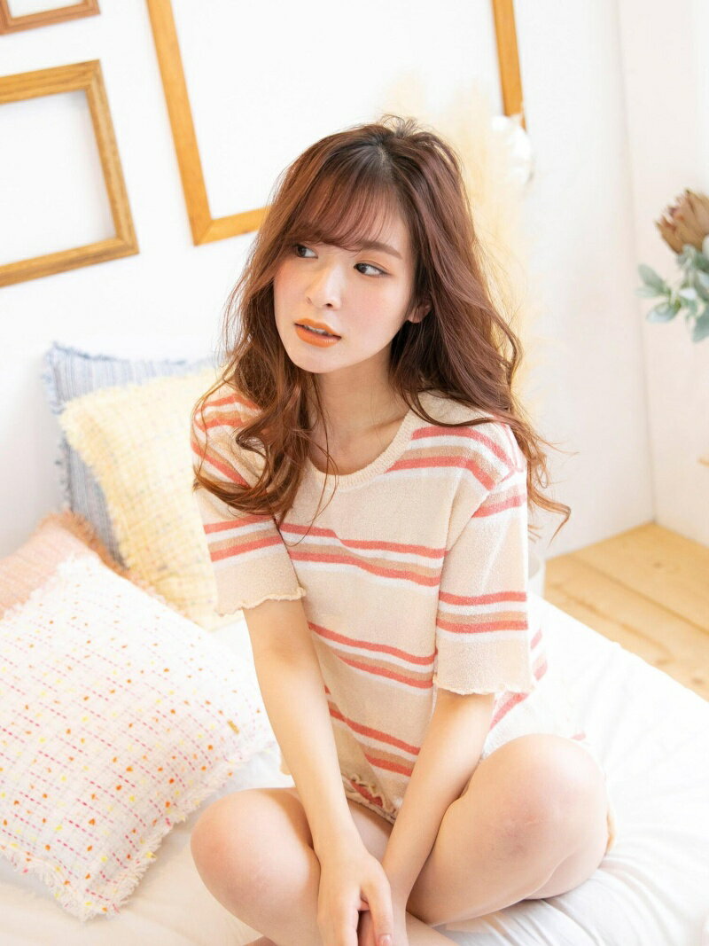 【SALE／60%OFF】VICKY パイルボーダーセットアップ【VICKY Room wear】 ビッキー トップス アンサンブル ピンク ブルーのサムネイル