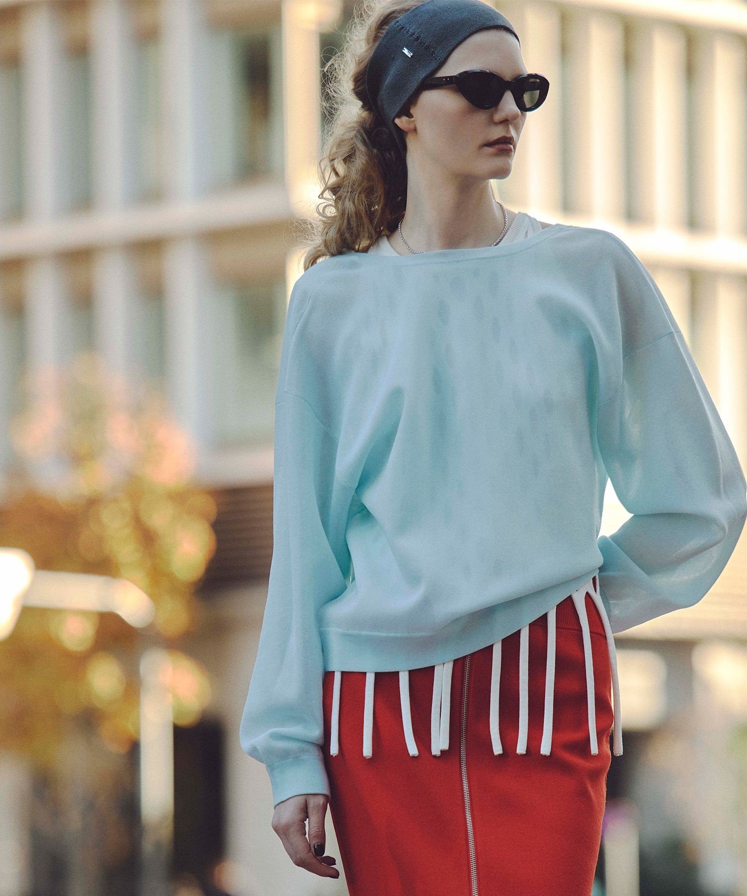 【SALE／50%OFF】allureville スポンディッシュシアー2WAYプルオーバー アルアバイル トップス ニット ブルー ホワイト ブラック【送料無料】