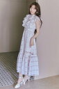 【SALE/10%OFF】rienda 配色ロゴダブルフリルティアードワンピース リエンダ ワンピース・ドレス ワンピース ピンク ブラック ホワイト【送料無料】