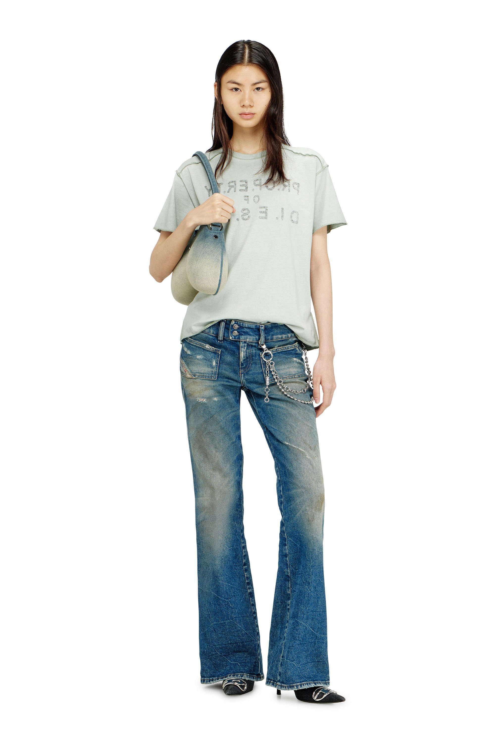 ウィメンズ Tシャツ T-ILY ディーゼル トップス カットソー・Tシャツ ピンク グレー