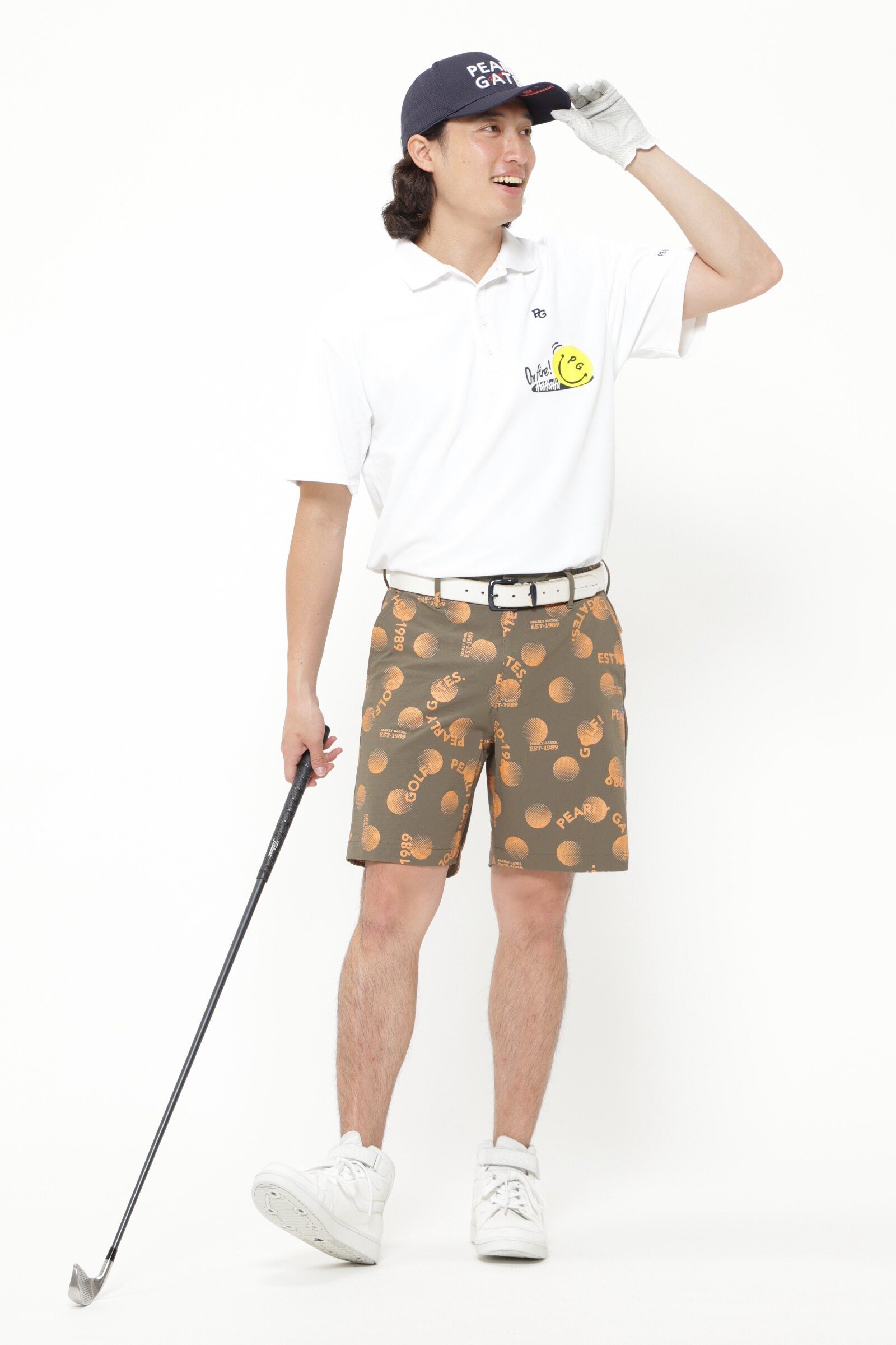 PEARLY GATES CORDURAリップストップ2WAY撥水 ショートパンツ ＜GOLFロゴ柄＞ パーリーゲイツ パンツ その他のパンツ カーキグリーン ブラック