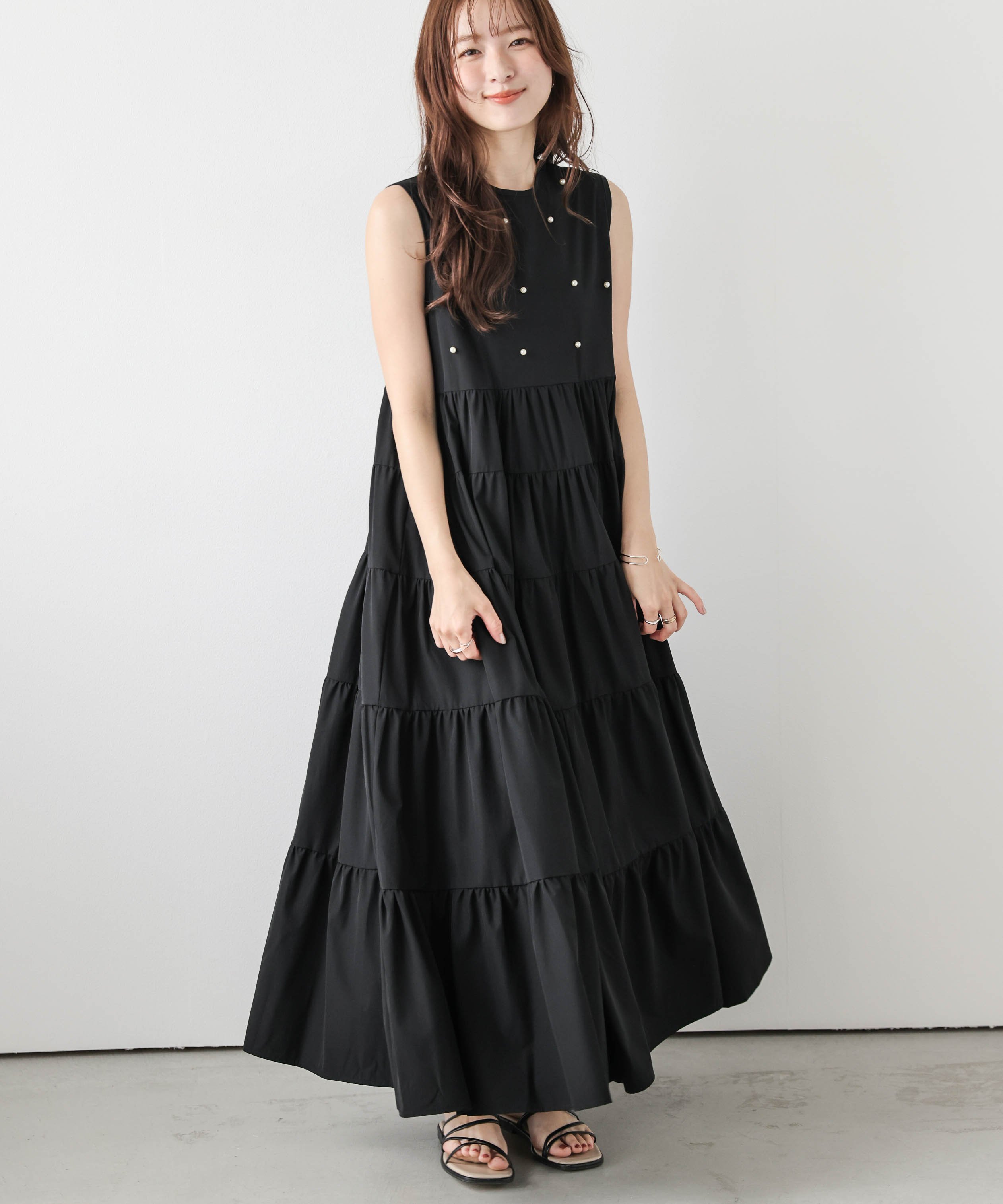 La-gemme ティアードギャザーワンピース ラジュール ワンピース・ドレス ワンピース ブラック ネイビー【送料無料】のサムネイル