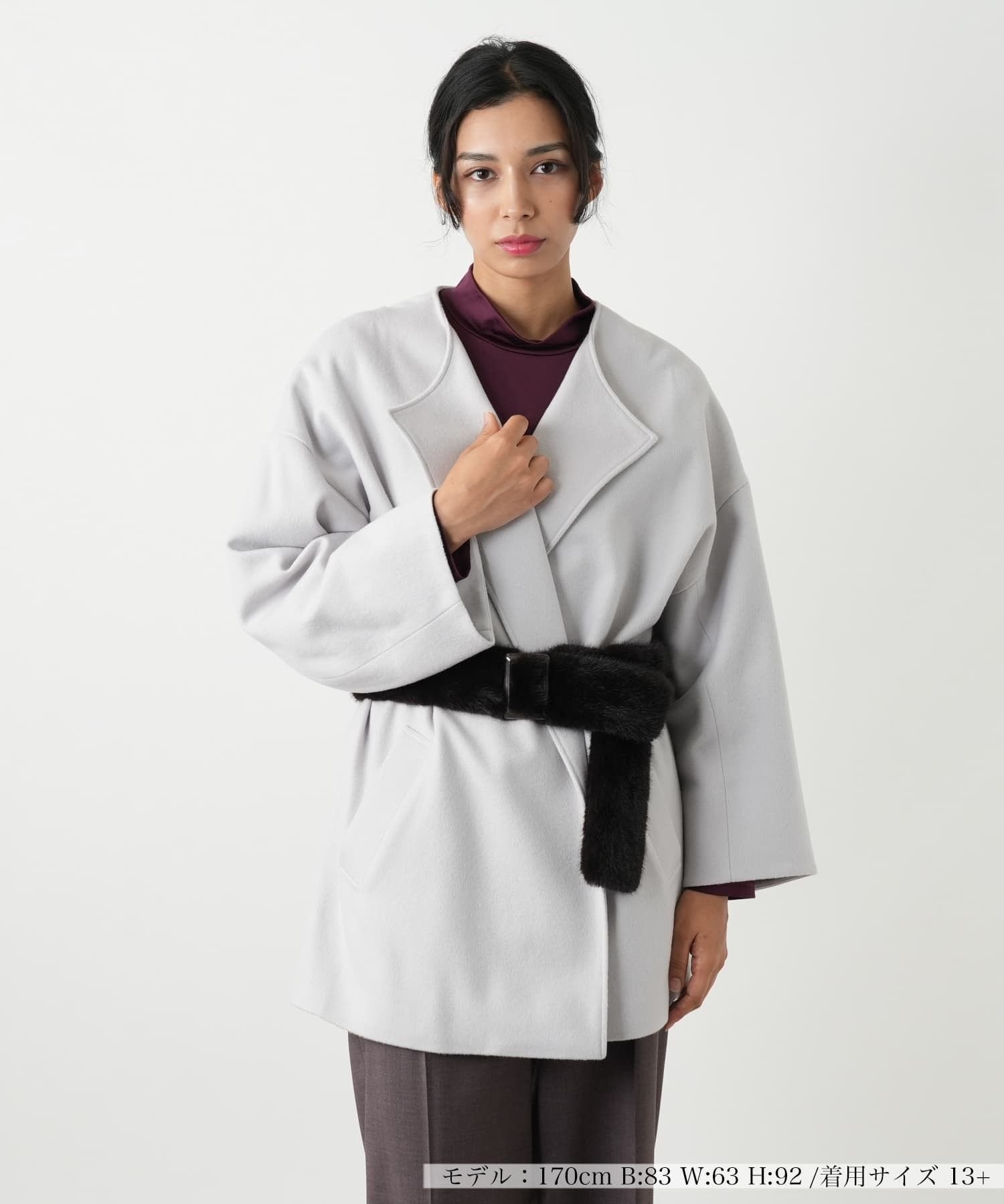 Leilian PLUS HOUSE コート【BOURGE】 レリアン プラスハウス ジャケット・アウター ステンカラーコート ブラウン グレー