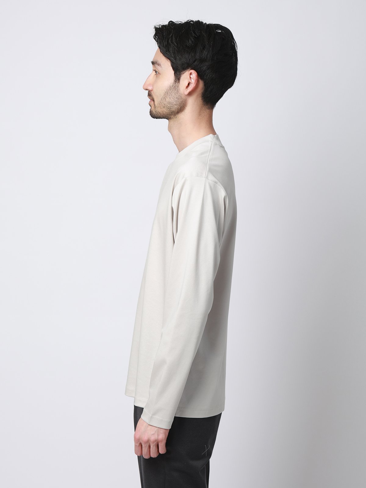 SUIT SQUARE クルーネックTシャツ 長袖 ウォッシャブル 形態安定 シルケットスムースコットン スーツ スクエア トップス カットソー・Tシャツ
